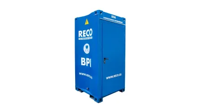 Bouwmeterkast 80A in robuuste blauwe container van RECO