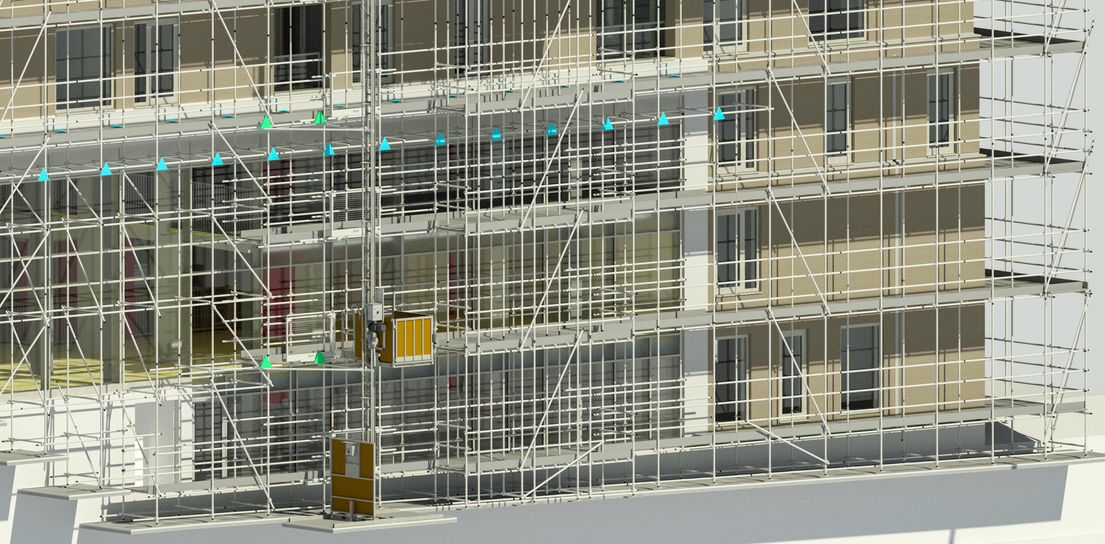 Tube-Lock gevelsteiger met liftinstallatie