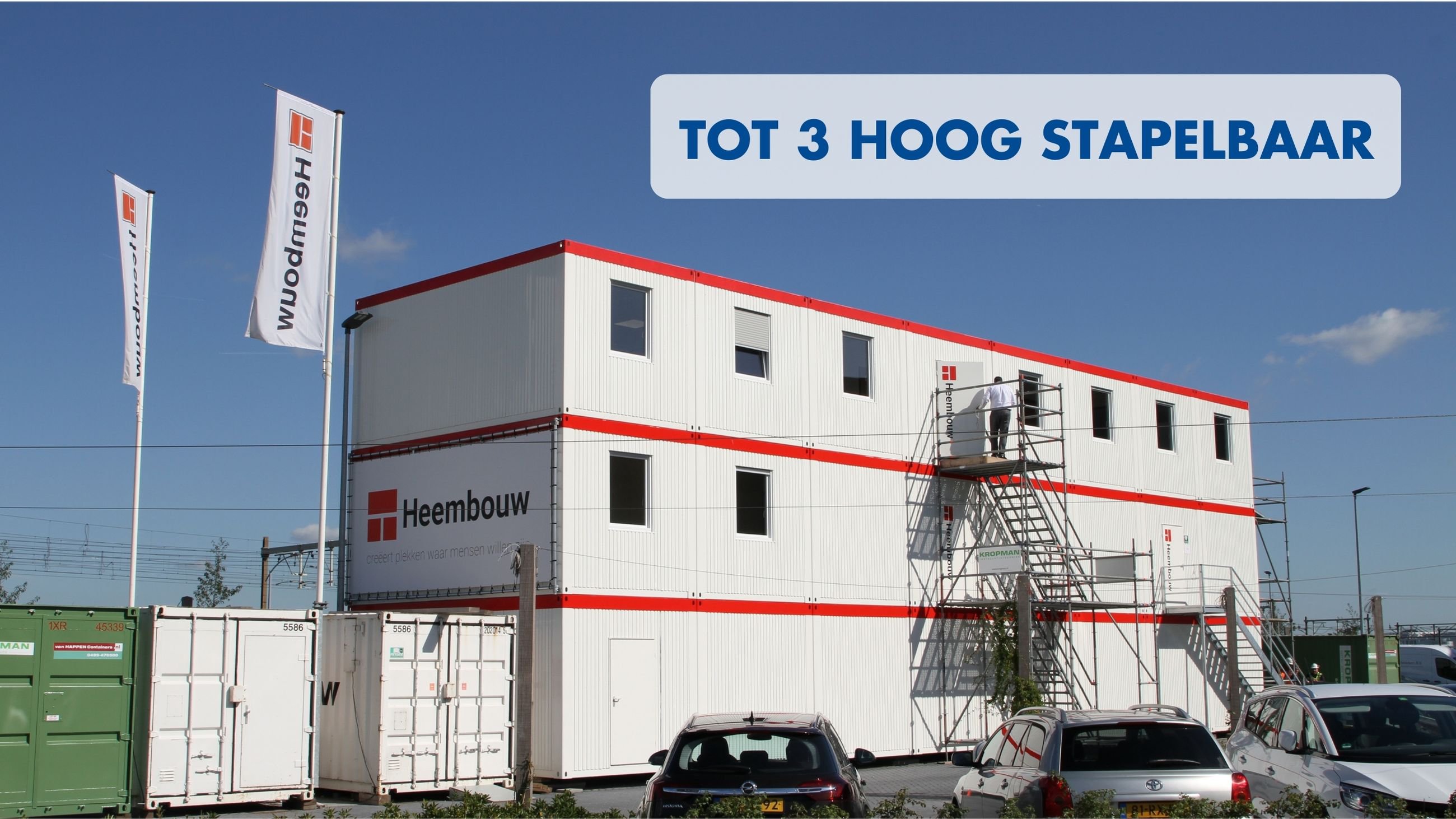Kantoorunits huren 3 hoogstapelbaar met tekst