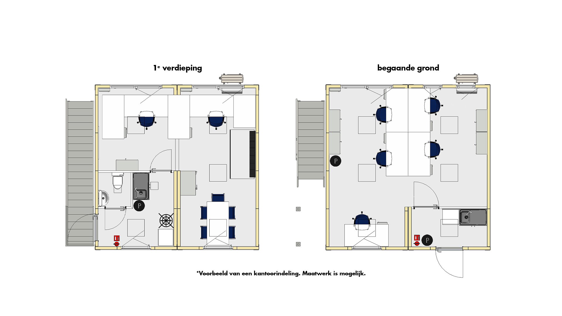 Kantoorunits set 1 indeling