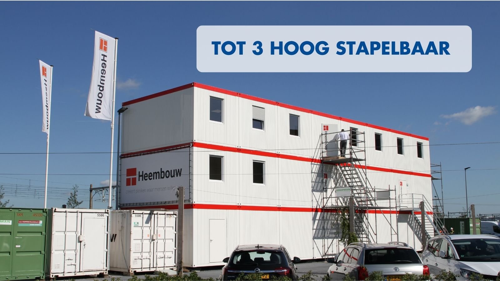 Bouwkeet tot 3 hoog stapelbaar huren