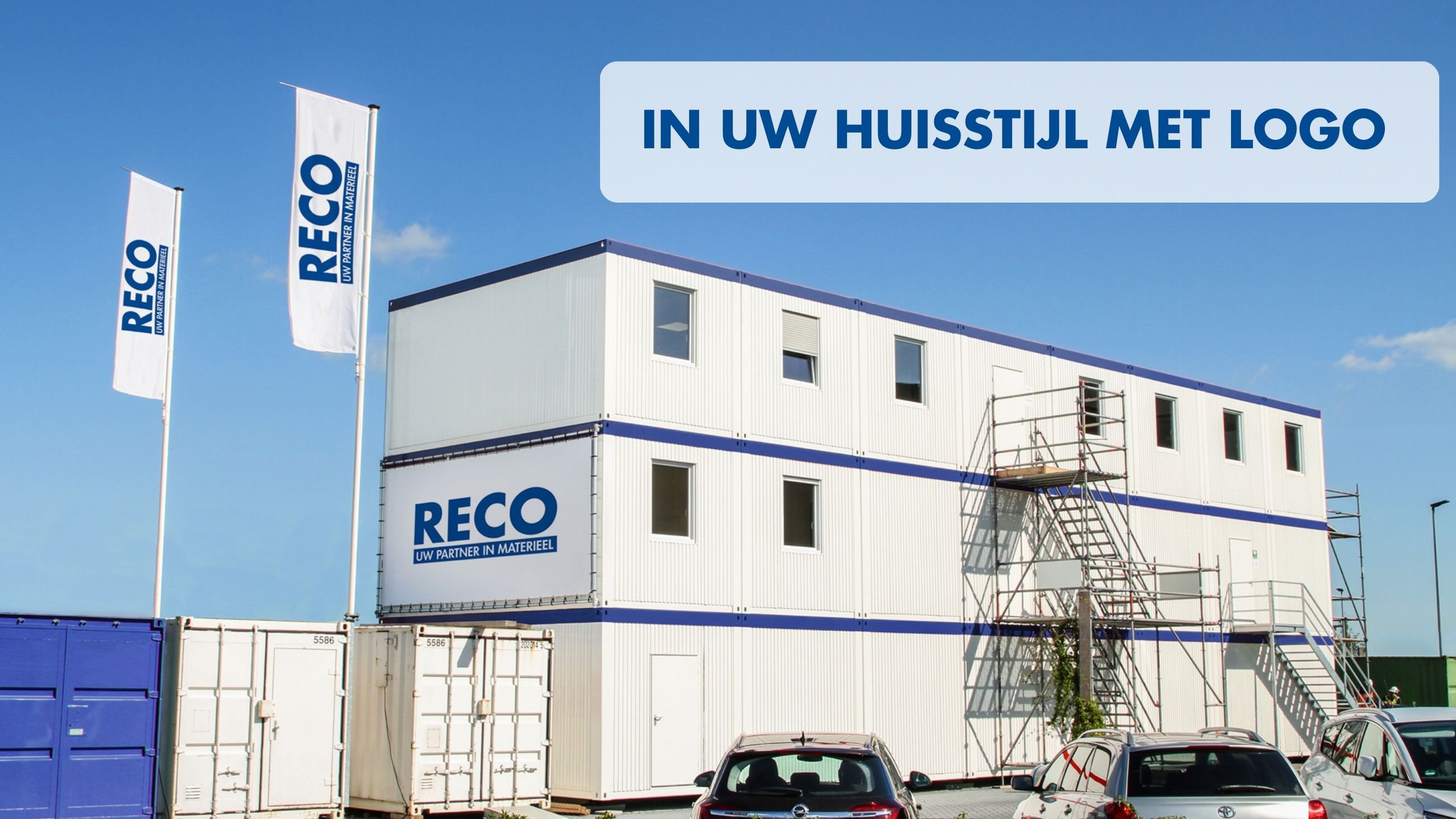 Bouwkeet huren in uw huisstijl en logo