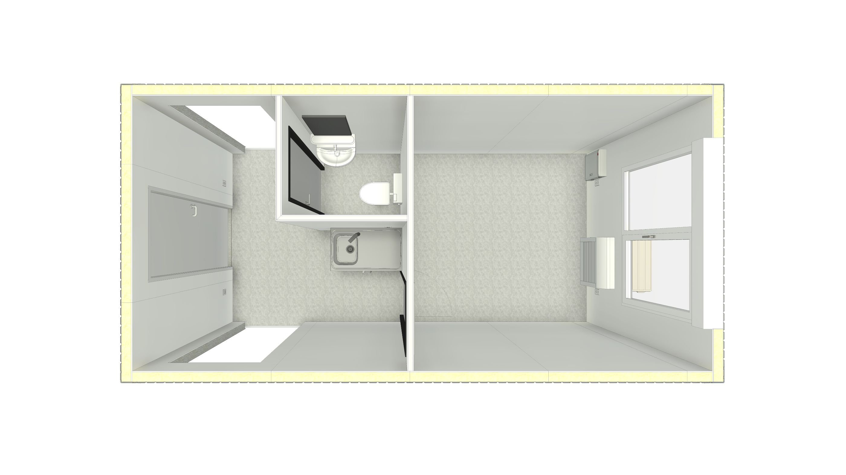 kantoorunit met toilet en keuken